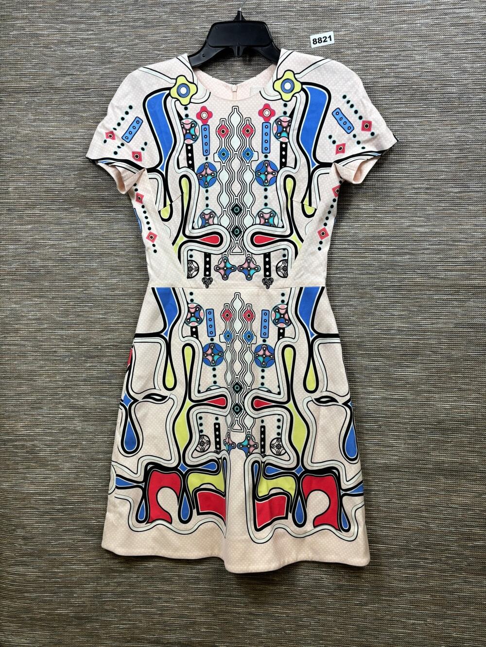 Peter Pilotto Dress Womens Sz 4 Multicolor Abstract Geometric Fit & Flare Short